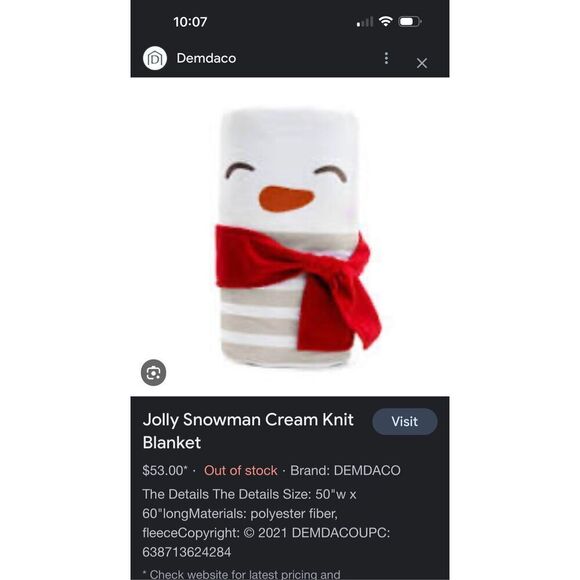 Demdaco Jolly Snowman Sherpa Throw NWT 50 x 60 - Picture 6 of 6